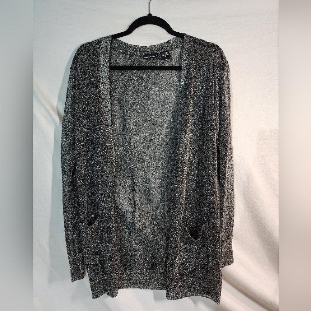 Moda International Metallic Gray Cardigan